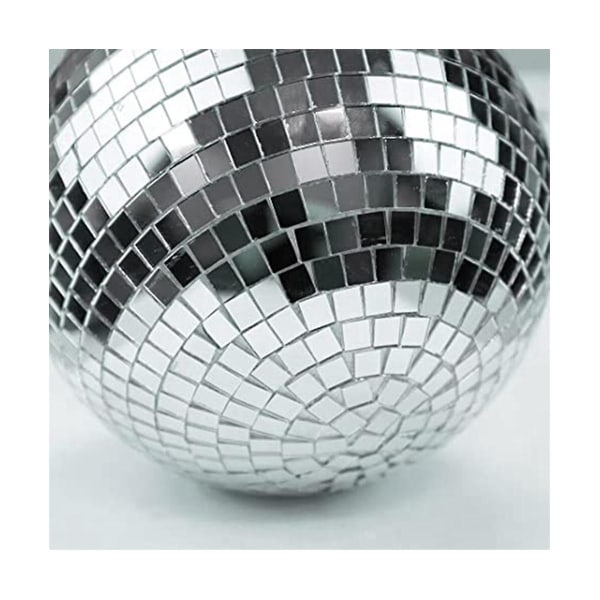 Silver Mirror Disco Ball Hängande boll med hängande ring för ljuseffektsfest, klubbscen (8 tum