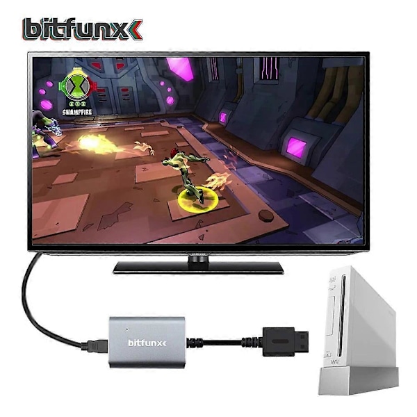 Bitfunx HDMI-adapter för Nintendo Wii NTSC PAL Retro Spelkonsoler HD-kabel Plug And Play