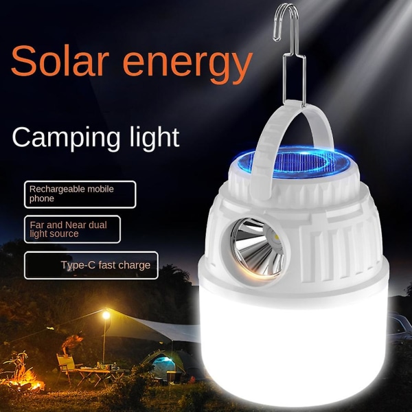 Solcellsbelysning för Camping Utomhus Bärbar LED-lampa Ultra-ljus Ultra-uppladdningsbar Tältlampa Nöd
