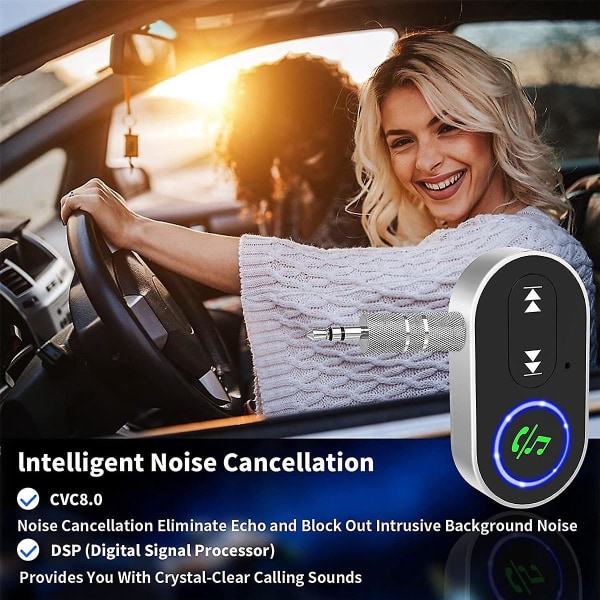 Bil Bluetooth Aux-mottagare, brusreducerande trådlös ljudmottagare för bilstereo/hemhögtalare Mus