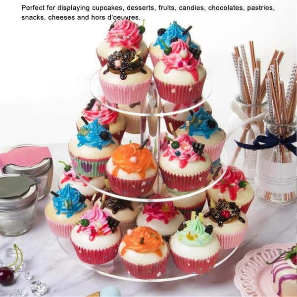 Cupcake Stativ 3 Etasjer Kake Serveringsstativ Akryl Dessert Holder for Høytidsfest