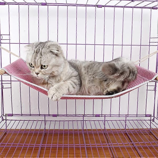 Andningsbar nät hängande hammock gunga säng sovbur för katt