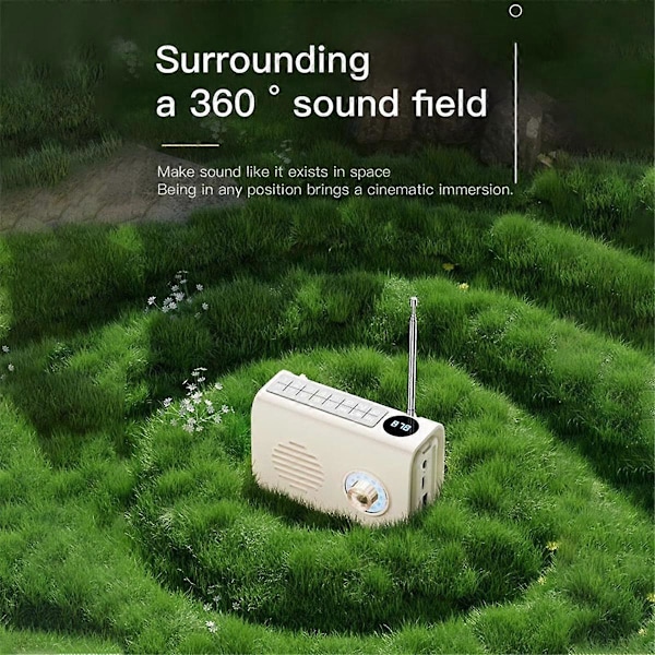 Mini Bærbar FM Radio Utendørs Solar Radio Bluetooth Høyttaler med Fargerikt Lys Støtte Håndfri