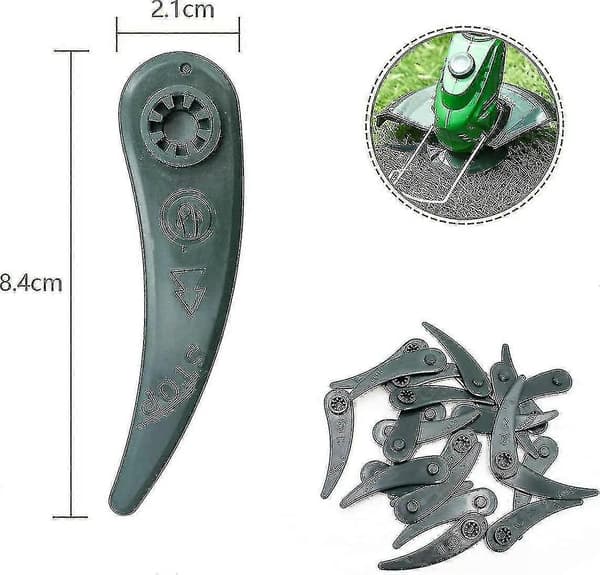 Erstatningsblader til gresstrimmer, 24-pakning kantklipperblad for Bosch Durablade Art 23-18 Li Art 26-18 Li String Trimmer, Grønn Rabatt