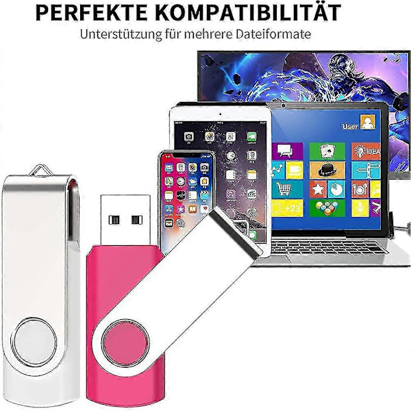 USB-stik 2 GB 5 stk. Hukommelsesstik USB-stik 360° rotation Hukommelsesstik. Høj hastighed