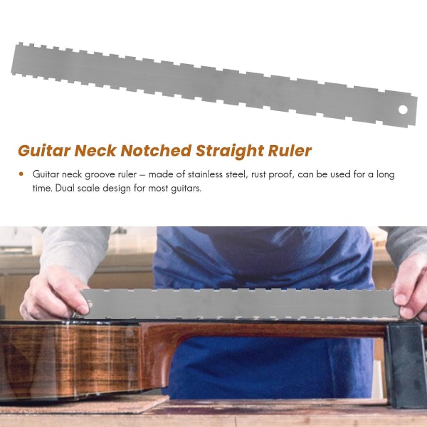 Guitarhals Notched Straight Edge Luthier Værktøj Med Streng Action Lineal Måler Til 24,75 Tommer Og 2