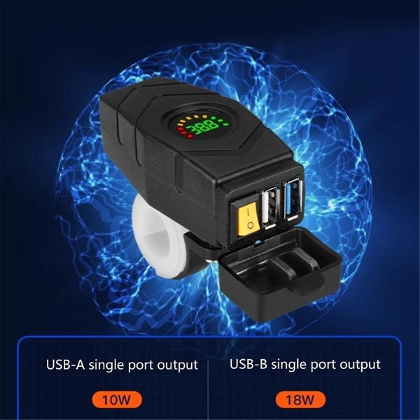 C1fb 20-80v E-cykel Styr USB-oplader 24v 36v 48v 60v Qc3.0 Hurtigoplader Adapter(rødt lys)
