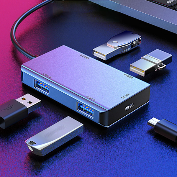 Type-C 4-portinen USB3.0-keskitin, nopea jakokaapeli, jatkojohto, sovitin