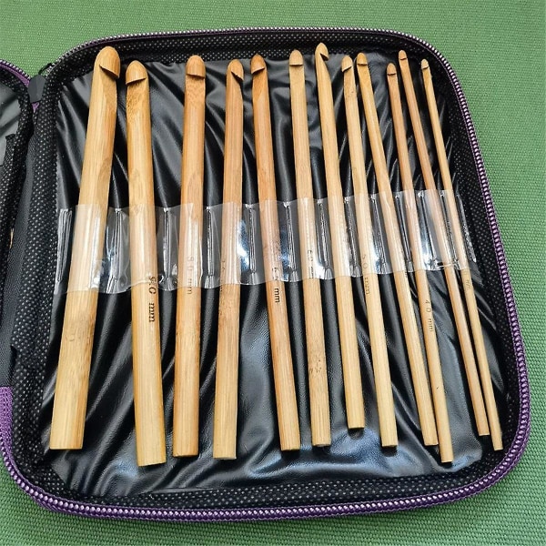 20 stk bambus heklet håndhekleverktøy karbonisert bambushåndtak heklet genser nålesett