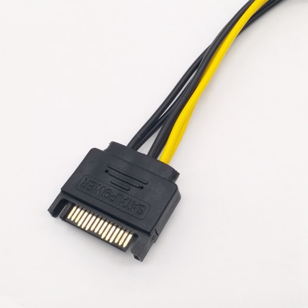 10 kpl 15-nastainen SATA-uros - 8-nastainen (6+2) PCI-e virtalanka 20 cm SATA-kaapeli 15-nastainen - 8-nastainen 18AWG W