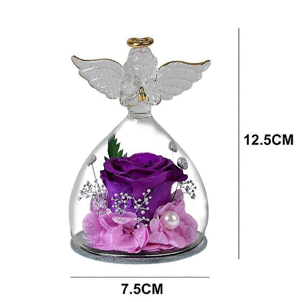 Kunstige blomster i glasklokke med engel skulptur - Feriegaver til kvindelige venner - Style3