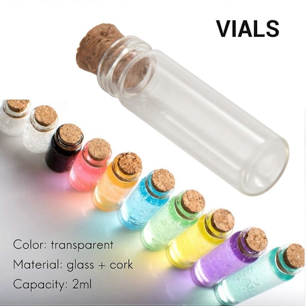20 stk. 11X32 mm Små Mini Tomme Klare Korkglasflasker Hætteglas 2 ml
