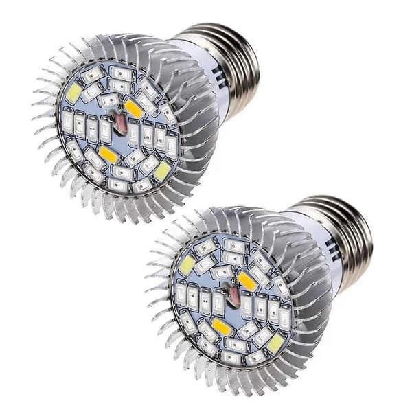 2 stk. E27 Plantelys 85-265V Fullspektrum LED Vekstlys 28W