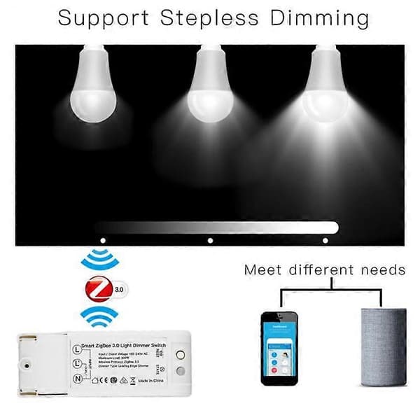 Smart ZigBee 3.0 Ljusdimmer DIY Smart Home Modifierad Strömbrytare för Plus Alexa Fjärrkontroll App