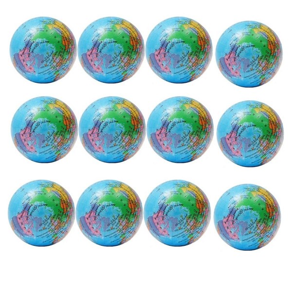 12pcs Squeeze Globe Toys Stress Relief Pu Foam Squeeze Ball Hand Wrist Exercise Sponge Adults Gift