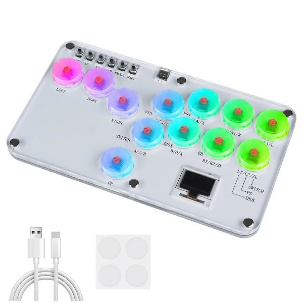 Fighting Stick Controller Färgglad RGB-belysning Fighting Game Arkadspel Tangentbord för PC Switch