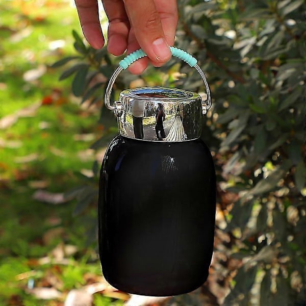 Liten Vannflaske 260ml med Håndtak, Dobbel Vegg Vakuum Termosflaske, Holder Drikker Kalde i 12 Timer/Varme i 8 Timer, BPA-fri (Svart)