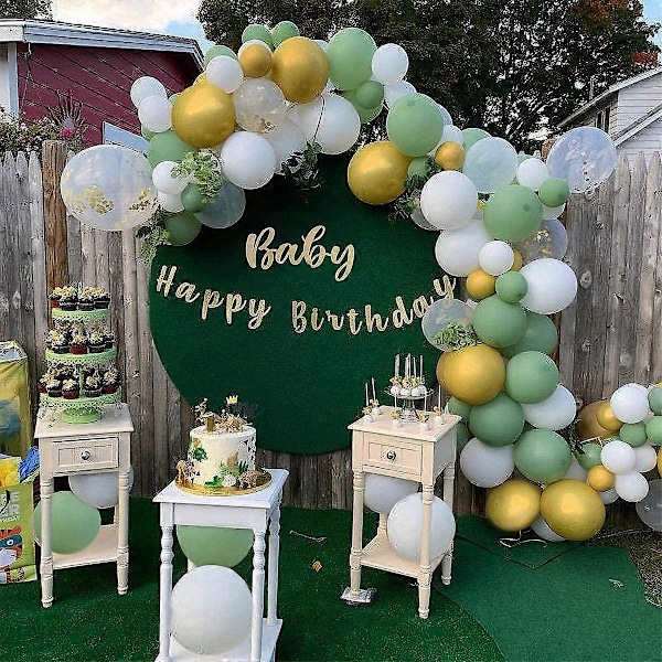 Sage Olivgrön Ballonggirlang Båge Kit - 191 delar Olivgrön, Vit, Metallisk Krom Guld Ballonger, Grön Ballongbåge för Baby och Bridal Shower, B