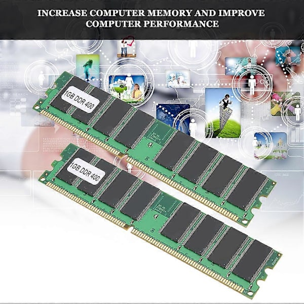 2 st Minnesmodul Stationär Dator Dubbelsidig 16-kärnig DDR 1GB 400MHZ PC-3200 YEMMA