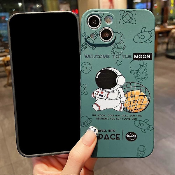 Söpö Astronautti Sivupainatus Puhelinkotelo iPhone 12 Pro Maxille Hauska Luova Kuvitus Pehmeä Silikoninen Matkapuhelimen Kuori