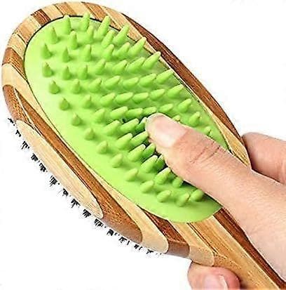 Dobbeltsidet bambusbørste til hundepleje (silikonemassager)