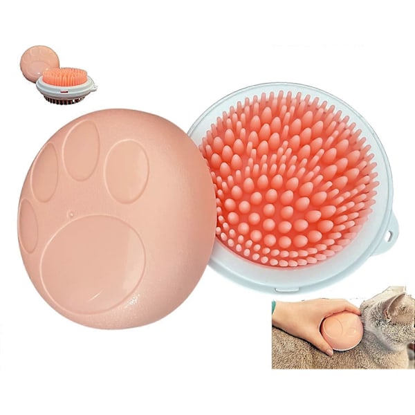 Børste til Pels-Pleje - Kat, Hund, Kæledyr - Fjern Underuld - Blød Massage med Silikonbørste - Nem Rengøring - Pink