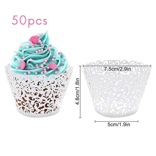50 stk Hvite Cupcake-Emballasjer Blonder Cupcake-Foringer Cupcake-Kopper Etuier til Bryllup Bursdag