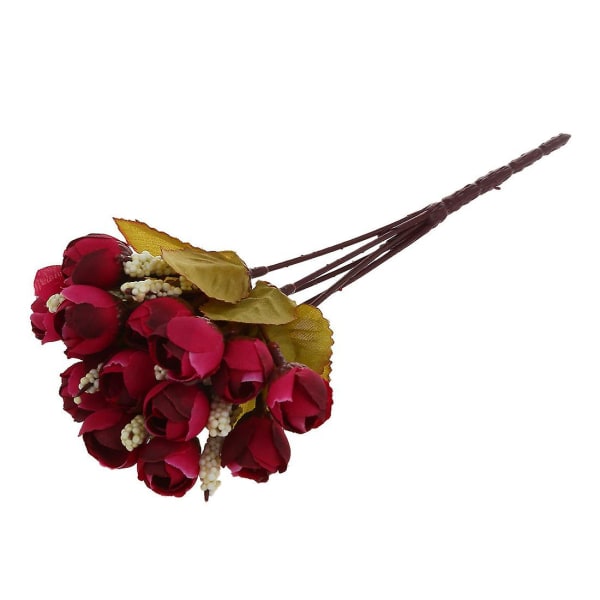 Silkeduksblomst 15 hoder for bryllup små roser (høstvinrød)