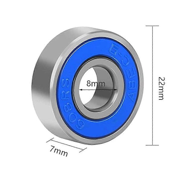 10 STK Kuglelejer Miniature Metallejer ABEC-9 608 2RS Dobbeltskærmede Lejer til Lange Skateboards Firehjulede Skøjter Blå