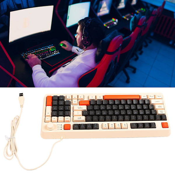 SBSGV Gaming Tangentbord USB 94 Tangenter LED Bakgrundsbelyst Ergonomisk Fällbara Fötter Multimedia Tangenter Trådbundet Tangentbord för Stationär Dator Laptop Bee Version