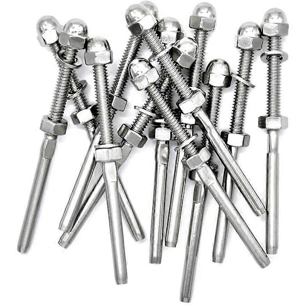 12 Pak Trådede Terminal Stud 316 Rustfrit Stål Marine Grade Stud End Fitting Terminal til 3/16