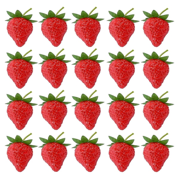 20 bitar konstgjord jordgubb Fakefrukt Jordgubbar Fotografi Rekvisita Hem Köksskåp Fest