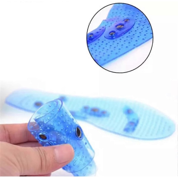 Nya Unisex Magnetiska Slimming Sko Gel Inlägg Terapi Reflexologi Akupunktur Masserande Planter Akupunkturpunkter Hälsa Inlägg (Blå Storlek UK 9 till 12 EU