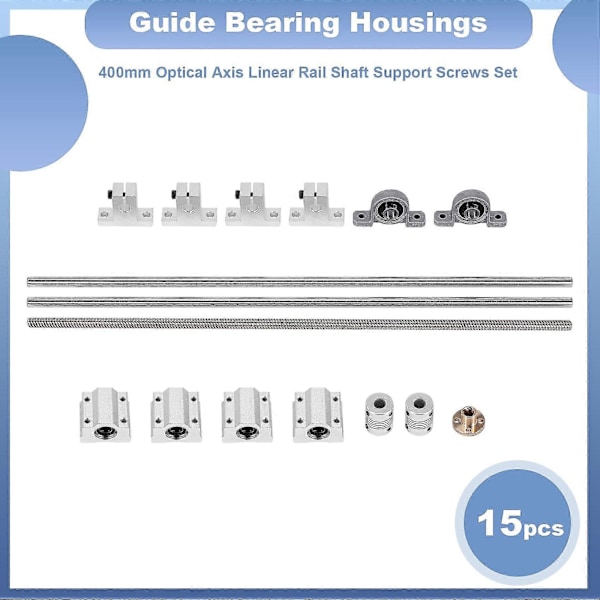 15 deler 400mm Optisk Akse Ing Hou Lineær Skinne Aksel Skruer Sett