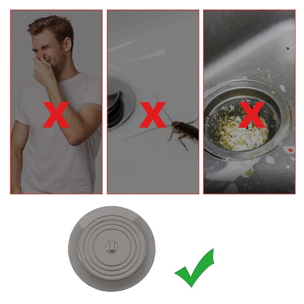2 stk. badekarpropper Silikone badekarpropper 15 cm diameter vaskepropper til køkken, badeværelse og vaskerum Universal afløbspropper (grå)