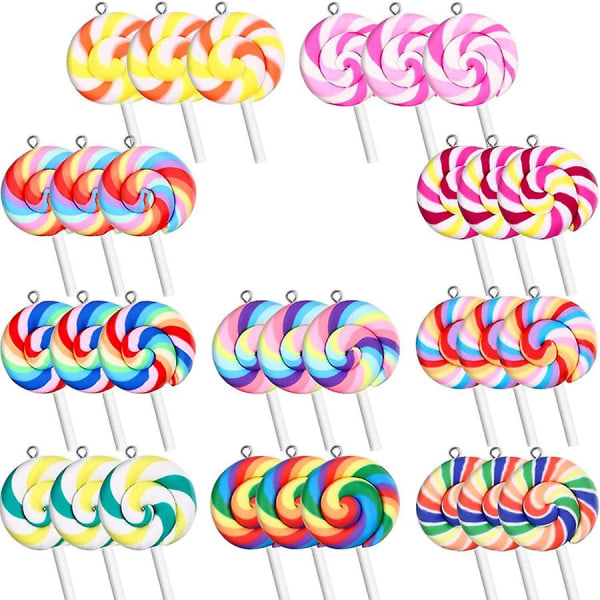 Fargerike Lollipops Leiranheng Godteri Lollipop Charms For gjør-det-selv-håndlaget håndverk (30 stykker)