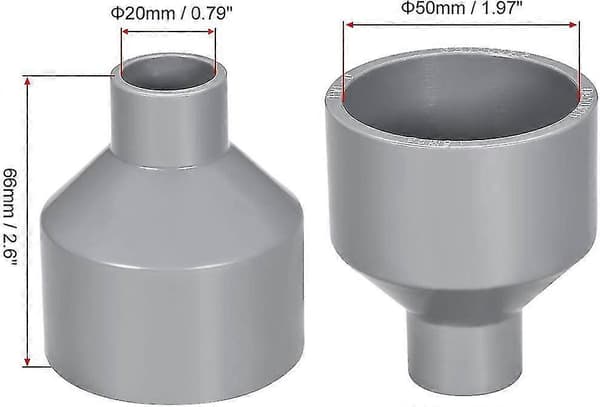 Sourcing Map 50mm X 20mm PVC-putken supistusliitin, harmaa, 2 kpl