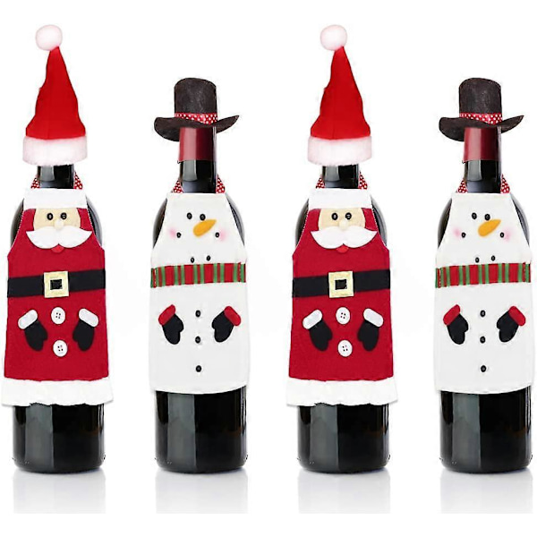 4-pack Jul Vinflaskfodral Set för Fest