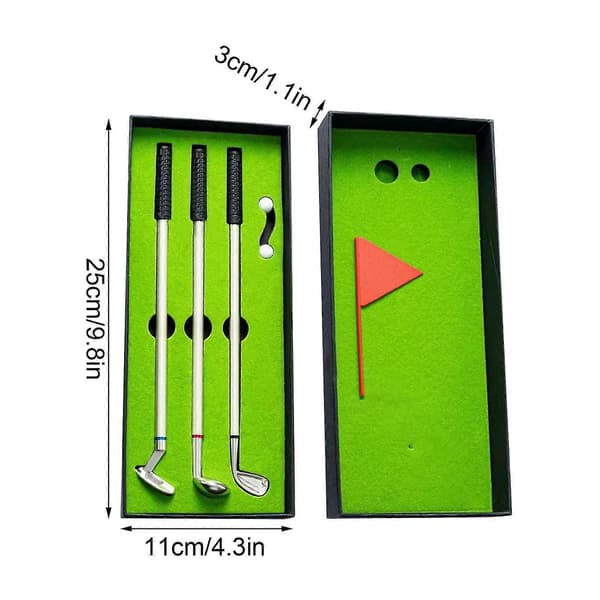 Golf Present Penna Simulerad Driving Range Presentförpackning Penna Golfklubba Penna Golfklubba Metall Present Kulspetspenna 6-delars Set 3ml