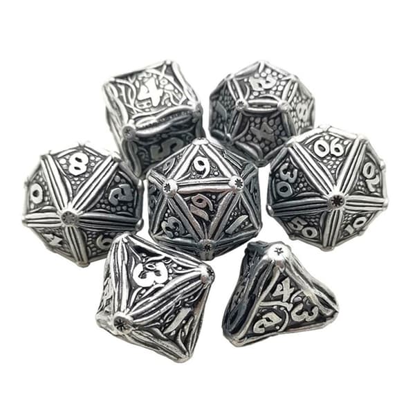 7 stk. Mini Heavy Duty Metal Terningesæt Solid Polyhedral Rollespil Terningesæt, Antik