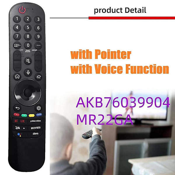 Erstatning MR22GA Stemmefjernkontroll for LG Smart TV-fjernkontroll med peker for LG OLED QNED NanoCell UHD
