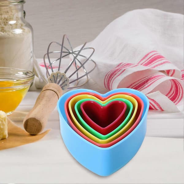 5 st Hjärtformade Bakformar Färgade Plastkakformar för Hembakning