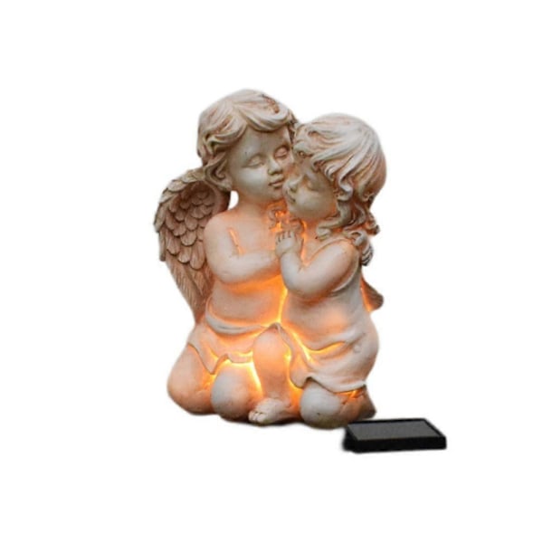 Ren Naturlig Harpiks Solar Cherub Gulvlampe, Solcellelampe Engelform Vandtæt Jordspyd Solcellelampe til Indkørsler Terrasser, Hegn, Gårdhave, G