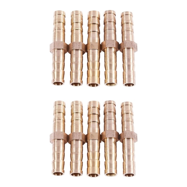 10 Pcs Gold Tone Brass Straight Hose Connector Joiner