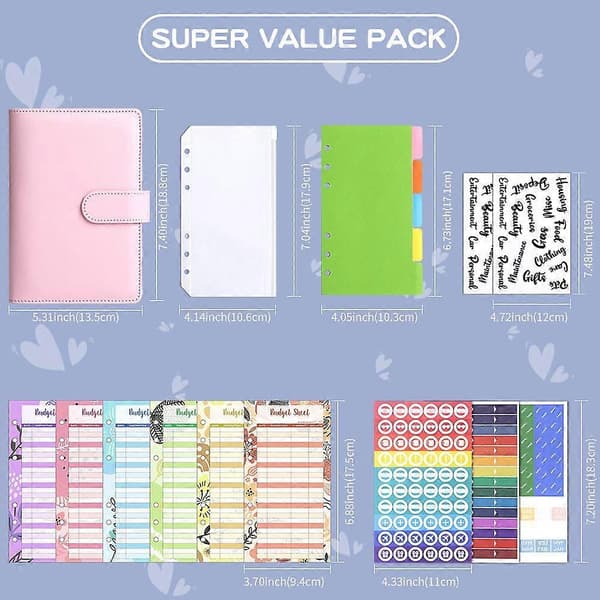 Budget Binder A6 PU Læder Notesbog Planner Organizer Mørkegrøn 27 dele