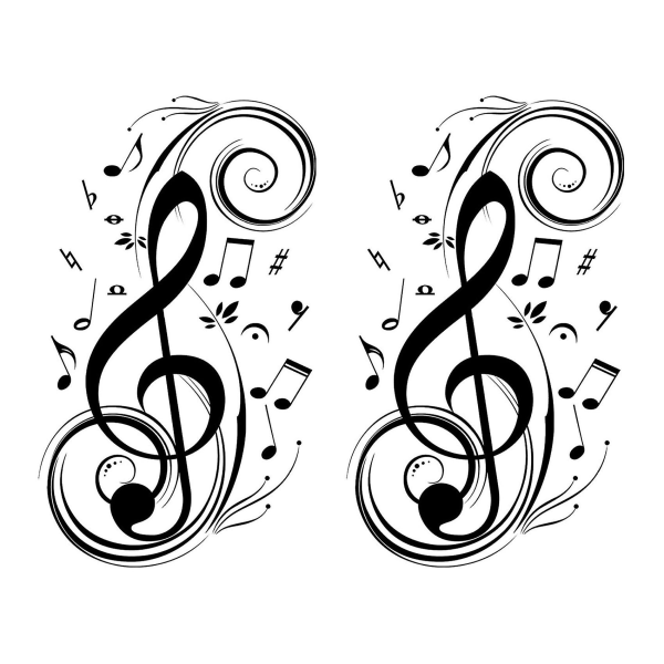 2x Beat Note Music Wall Art Stickers, vinyl Wall Stickers Music Decor, grafisk kunst Musical Home Decor