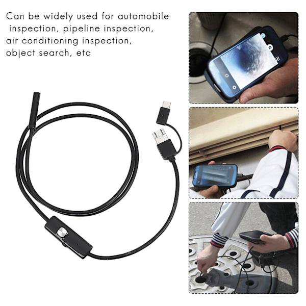 3-i-1 Inspektionskamera med boreskop, inbyggda 6 LED-lampor, IP67 vattentät, USB typ-C endoskop för Android