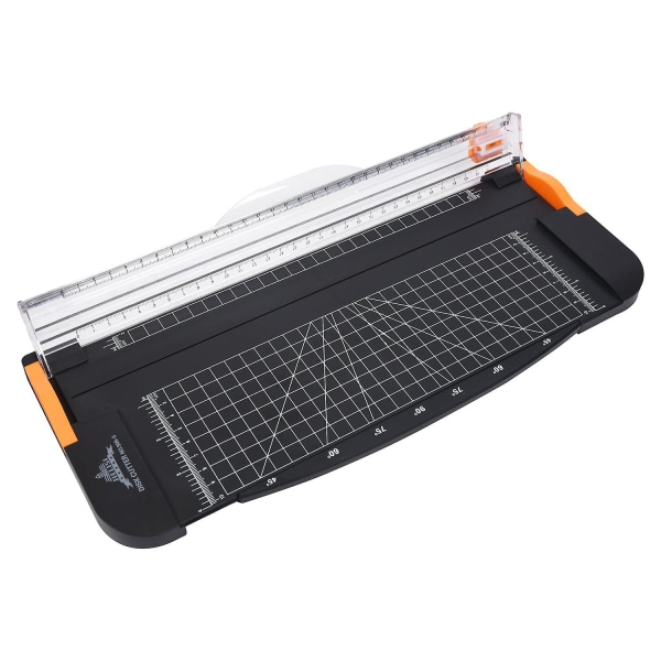 12 Tommer A4 Papirklipper Trimmer Sort-orange Med Multifunktion *Automatisk Sikkerhedsbeskyttelse Hjul