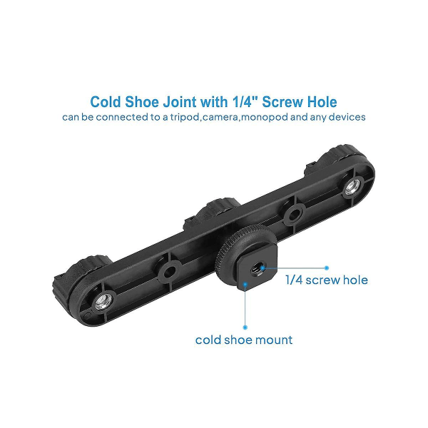 Triple Cold Shoe Extension Mount Hot Shoe Adapter Extension Bar Bracket med 1/4, skrue til stativ