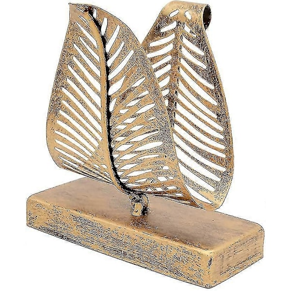 Fritstående Moderne Servietholder med Bladdesign, Bordplade Tissue Dispenser, Bordplade Serviet Opbevaringsorganisator Bronze